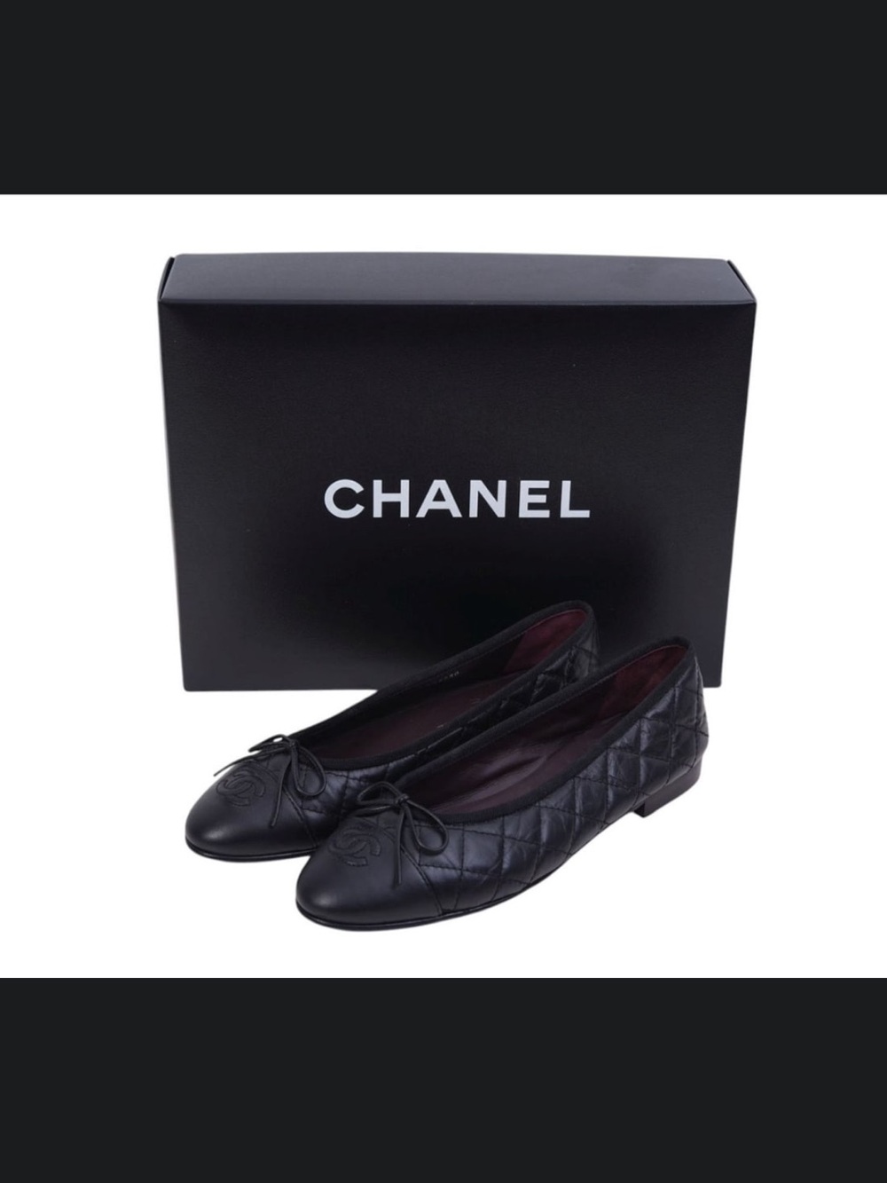 CHANEL Black Quilted CC Logo Ballet Flats
